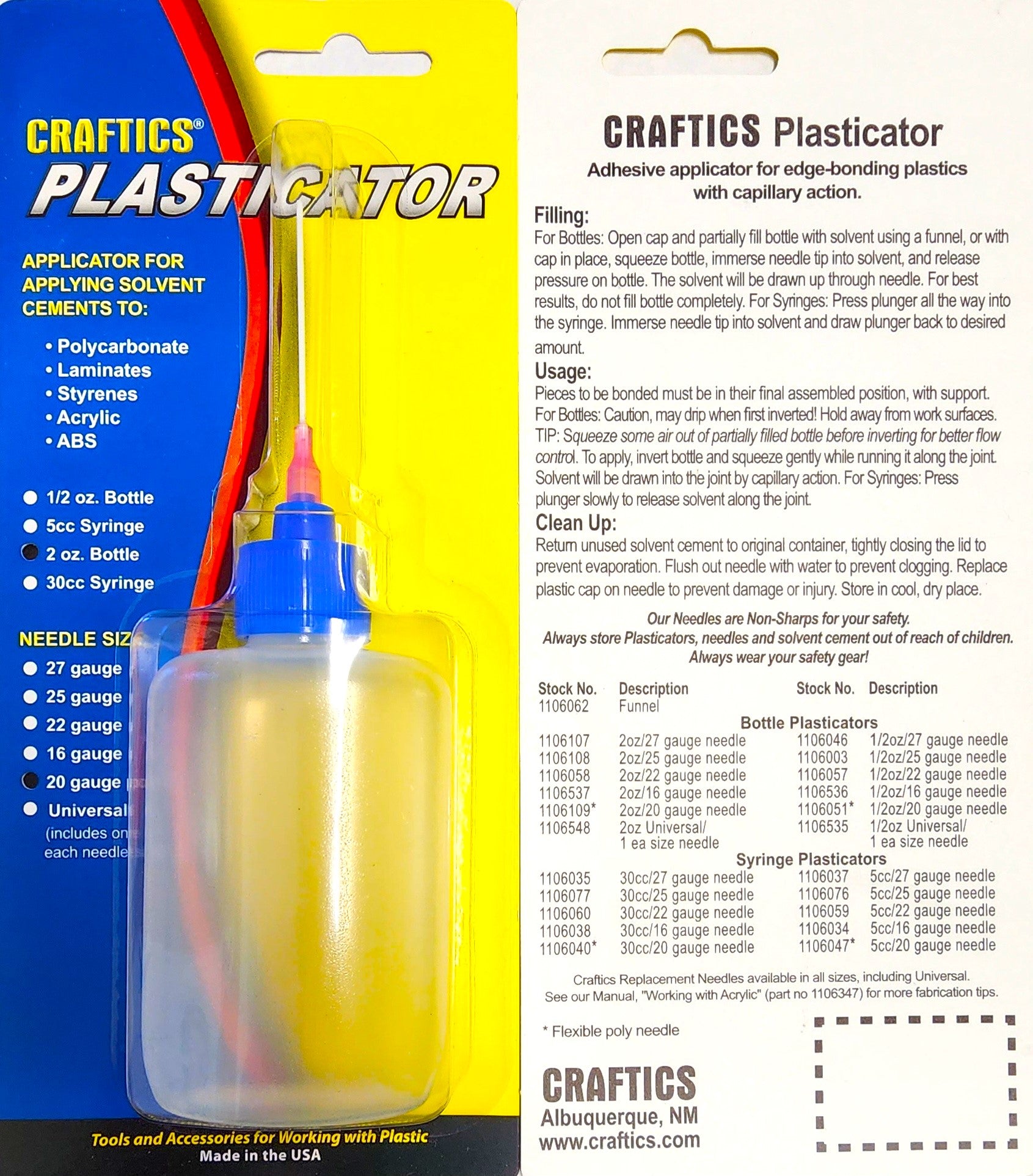 2-oz Bottle Plasticator with 20-gauge flexible Poly needle