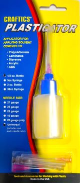 1/2-oz Bottle Plasticator with 1 each of 16-gauge, 22-gauge, 25-gauge, and 27-gauge metal needles, and a 20-gauge flexible Poly needle