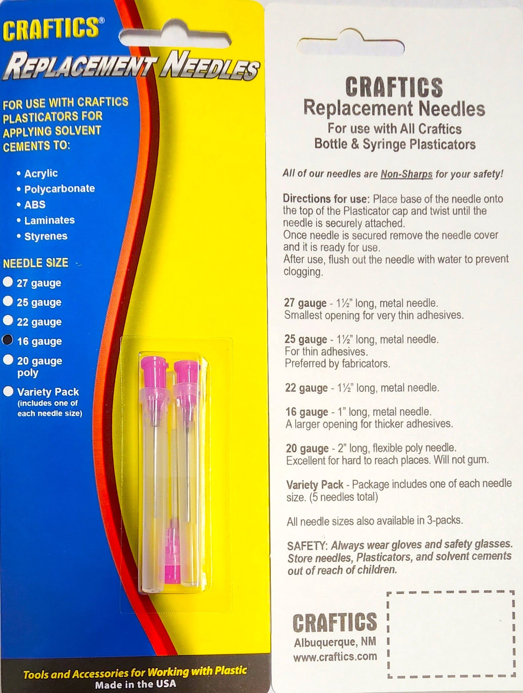 Craftics 16-Gauge Replacement Needles / 3 pack