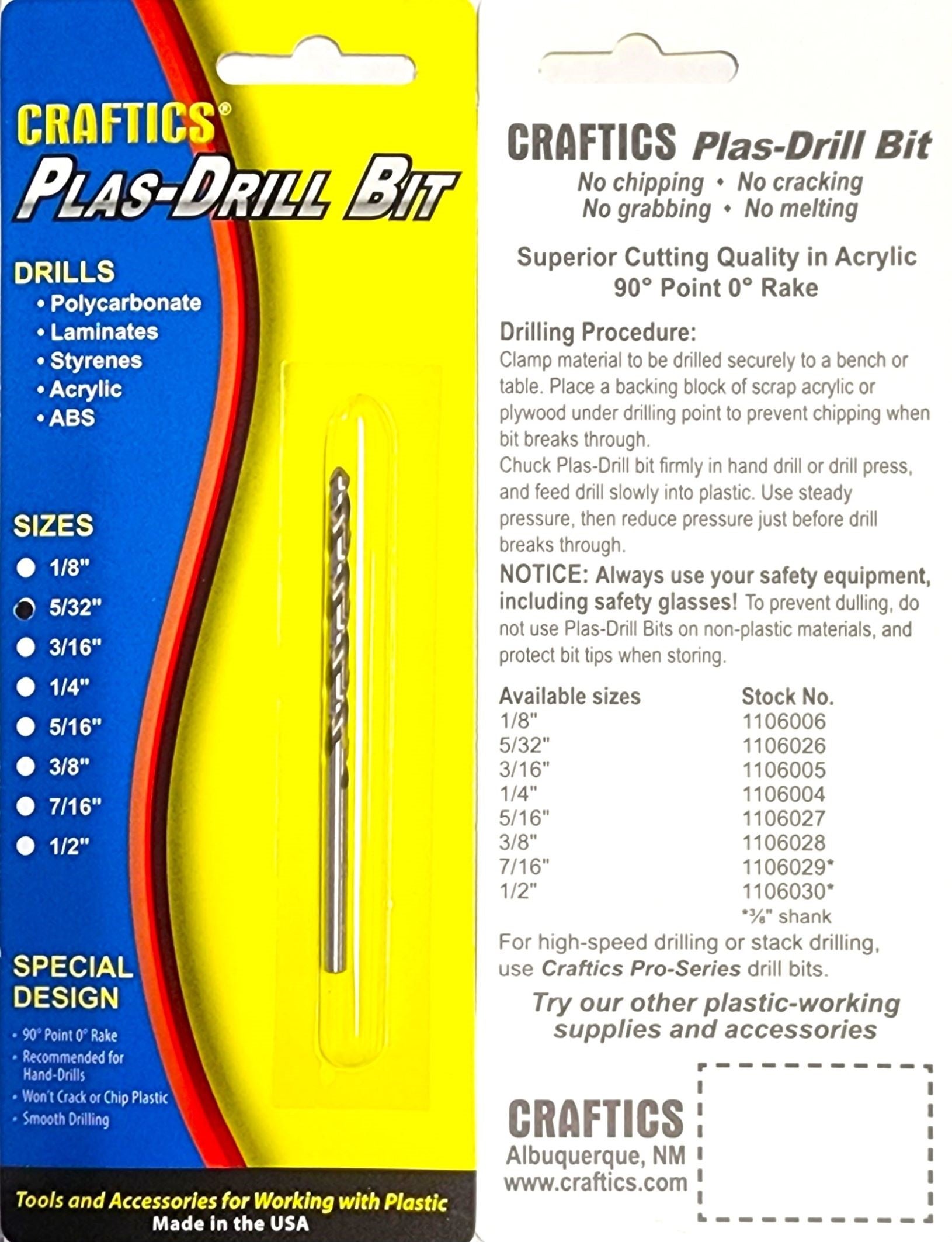 Craftics 5/32" Plas-Drill Bit