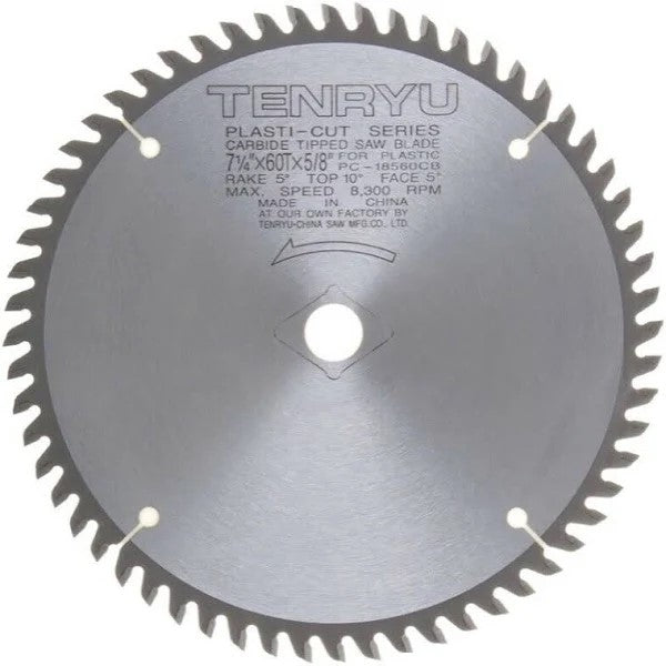 Plastic Cutter Saw Blade 7.25"diam x 60 tooth x 5/8" arbor